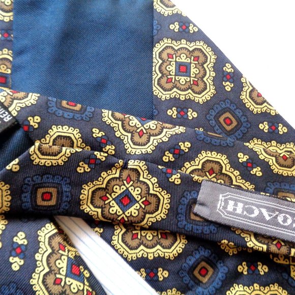 Coach mens Tie 100% silk Multi Color with blue 60" - Picture 8 of 8